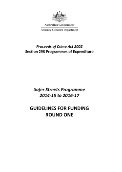 Safer Streets Programme Guidelines - Attorney