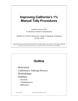 Improving California`s 1% Manual Tally Procedures Outline