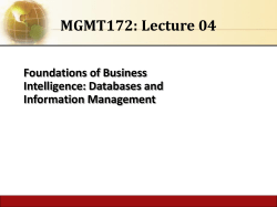 foundations of business intelligence: databases and information