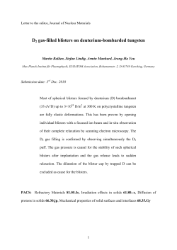 D2 gas-filled blisters on deuterium