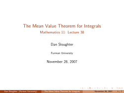 The Mean Value Theorem for Integrals