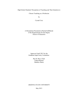 High School Students` Perceptions of Teaching and Their Intention