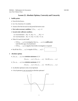Lesson . Absolute Optima, Convexity and Concavity
