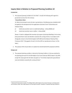 Inquiry Note in Relation to Proposed Planning Condition 10