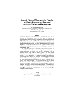 Strategic Choice of Manufacturing Planning and Control Approaches