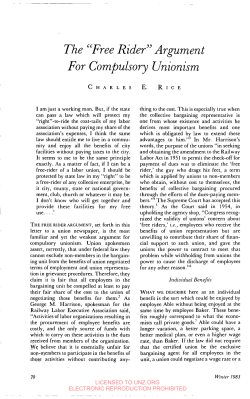 The &ldquo;Free Rider&rdquo; Argument For Compulsory Unionism