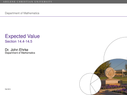 Expected Value - Section 14.4-14.5 - ACU Blogs