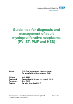 MCCN Guidelines on Adult Myeloproliferative Disorders