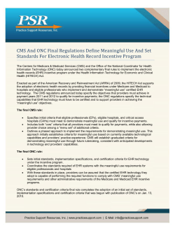 CMS And ONC Final Regulations Define Meaningful Use And Set