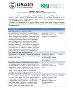 USAID Civil Society Project Grants Awarded for Joint Actions of Civil