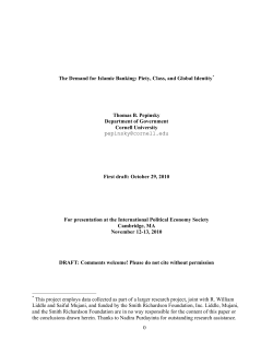 The Demand for Islamic Banking: Piety, Class, and Global Identity