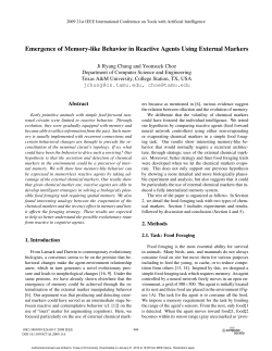 Emergence of Memory-like Behavior in Reactive Agents Using