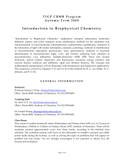 Introduction to Biophysical Chemistry