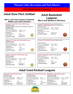 Adult Sports League Calendar