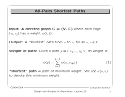 All-Pairs Shortest Paths All-Pairs Shortest Paths