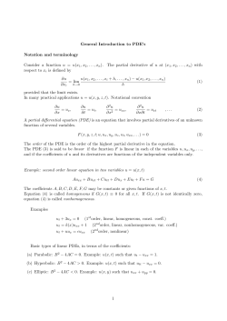 General Introduction to PDE`s Notation and terminology Consider a