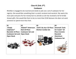 Cookware CLASS PLACING: 2-4-3-1