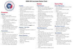 Pregame Basics Game Play 2009 US Lacrosse Game Card
