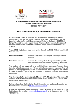 Centre Health Economics and Medicines Evaluation School of