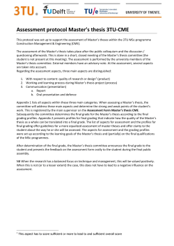 Assessment Form Master`s Thesis 3TU-CME