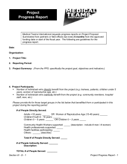 Project Progress Report - Medical Teams International