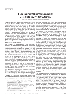 Focal Segmental Glomerulosclerosis: Does Histology Predict