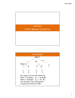 Lecture 9 Perfect Bayesian Equilibrium An Example