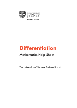 Differentiation - The University of Sydney