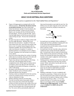 adult co-ed softball rule additions