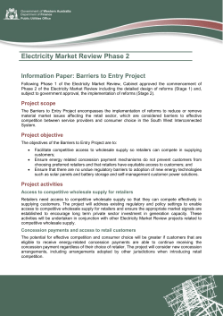 Electricity Market Review: Information Paper: Barriers to Entry Project