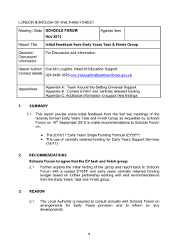 LONDON BOROUGH OF WALTHAM FOREST Meeting / Date SCHOOLS FORUM Nov
