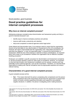 Good practice guidelines for internal complaint processes