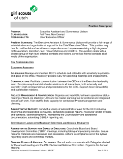 Position Description Executive Assistant and Governance Liaison