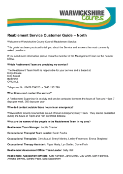 North reablement service user guide