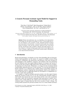 A Generic Personal Assistant Agent Model for Support in