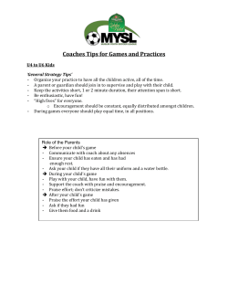 Coaches Tips for Games and Practices