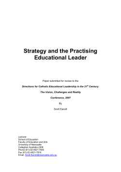 Strategy and the Practising Educational Leader