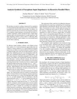 Analysis-Synthesis of Saxophone Input Impedances via