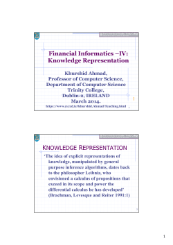 Financial Informatics &ndash;IV: Knowledge Representation KNOWLEDGE