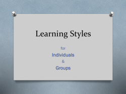 Learning Styles - Culture and Youth Studies