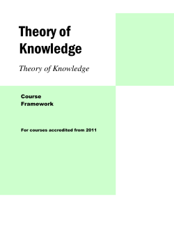 Theory of Knowledge - ACT Board of Senior Secondary Studies