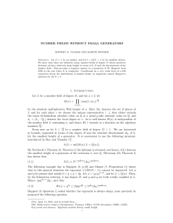 NUMBER FIELDS WITHOUT SMALL GENERATORS 1. Introduction
