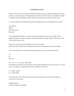 Radicalization Survey Recently, the actions of so