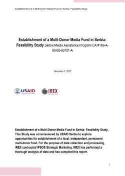Establishment of a Multi-Donor Media Fund in Serbia: Feasibility Study
