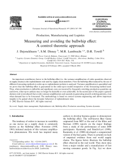 Measuring and avoiding the bullwhip effect: A control theoretic