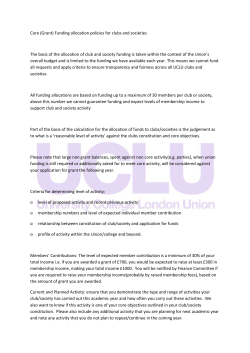Core (Grant) Funding allocation policies for clubs and societies The