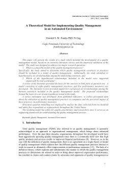 A Theoretical Model for Implementing Quality Management