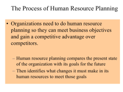 HUMAN RESOURCE PLANNING