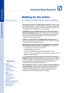 Bidding for the better: EU Emissions Trading Scheme moves to