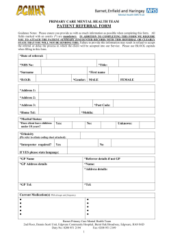 PRIMARY CARE MENTAL HEALTH TEAM PATIENT REFERRAL